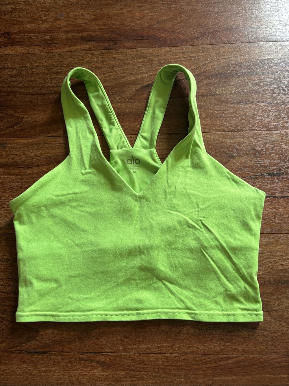 ALO Yoga Neon Lime Green V-Neck Racerback Crop Top